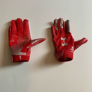 Youth Under Armour Football Gloves (Red)
